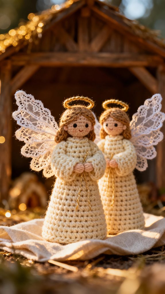 lace winged angel crochet nativity