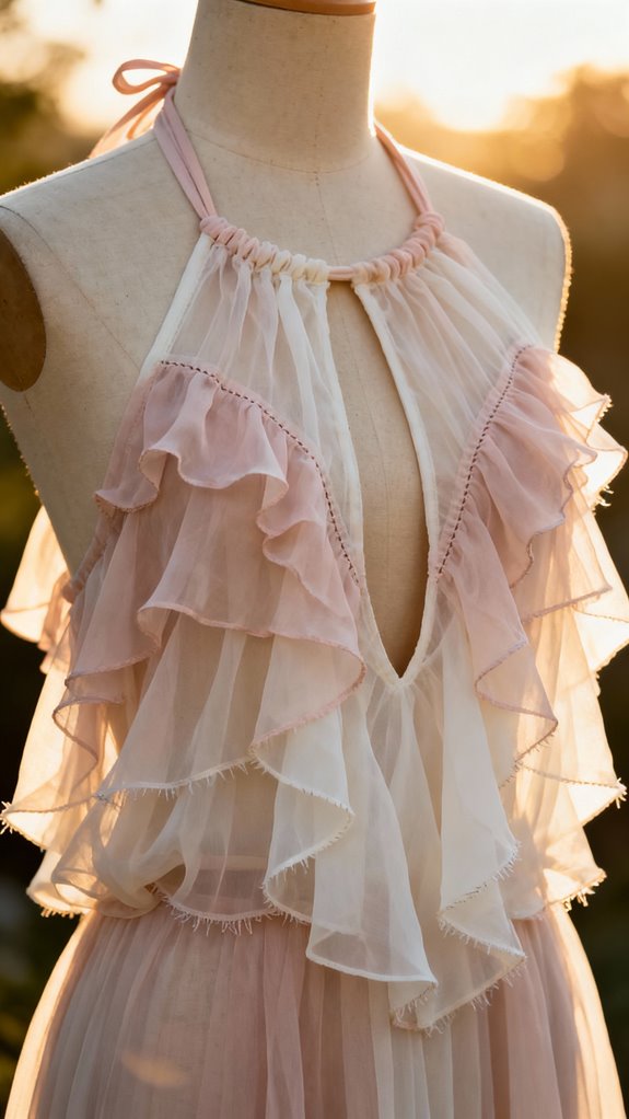 layered chiffon halter design