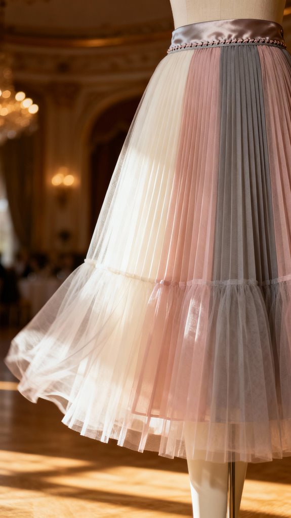 layered tulle pleated skirt