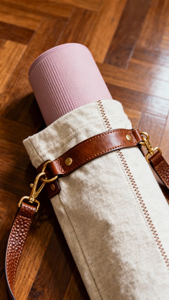 leather accented yoga bag