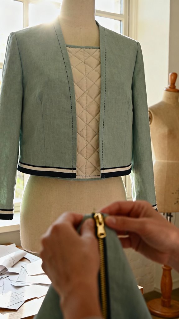 lined cotton cropped jacket