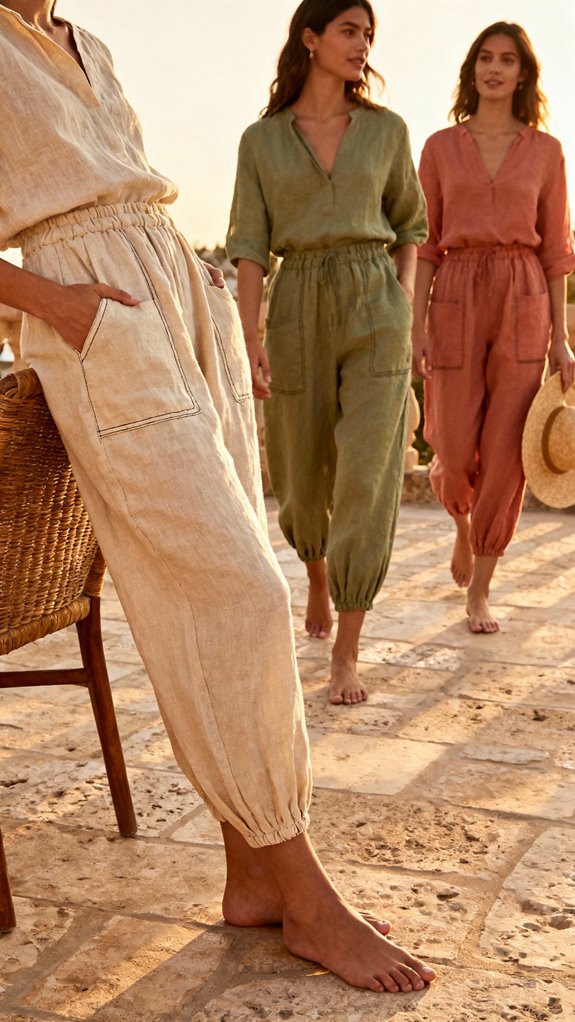 linen blend barrel pants
