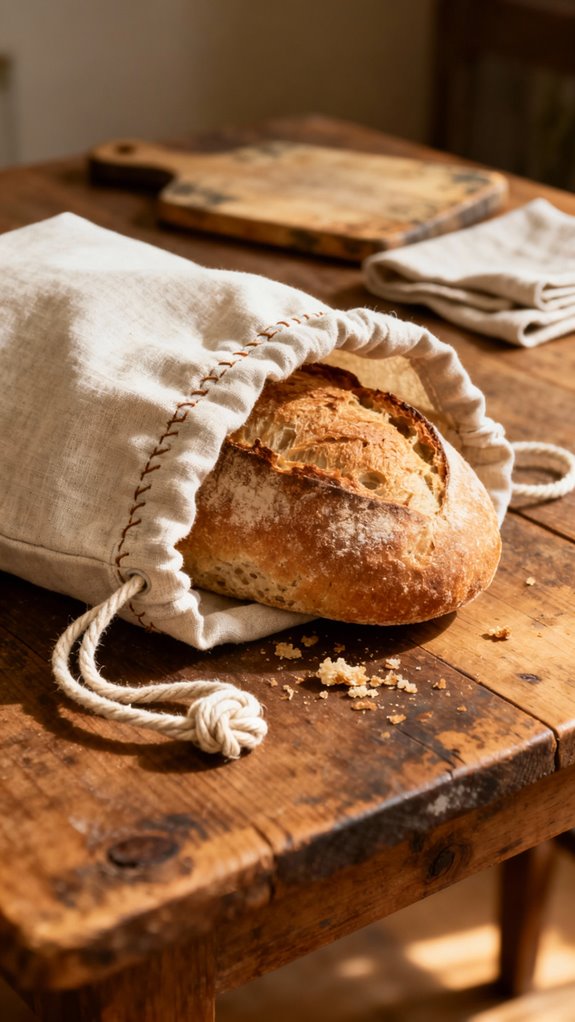 linen drawstring bread storage