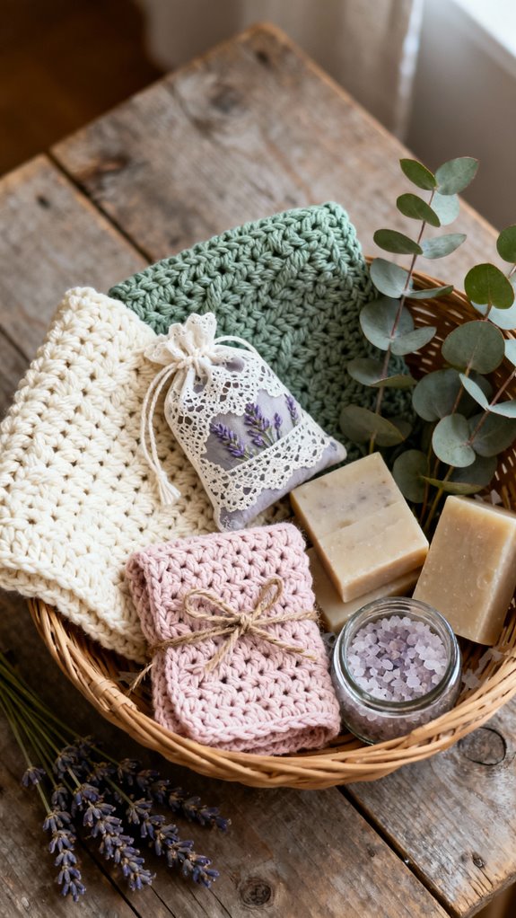 luxurious crochet self care basket