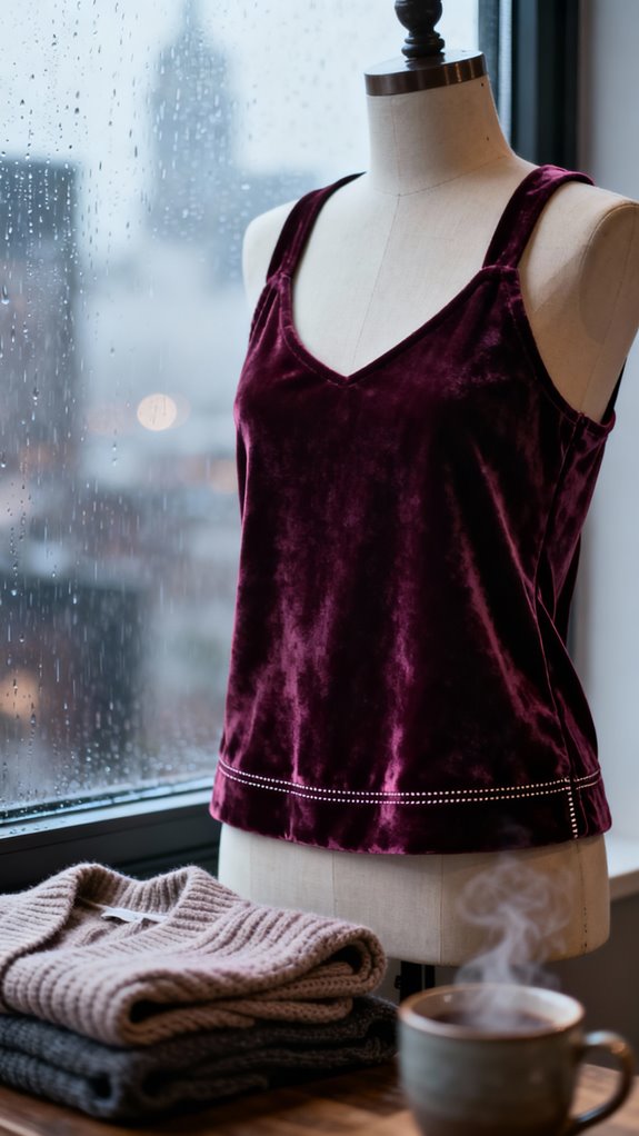 luxurious stretch velvet tank