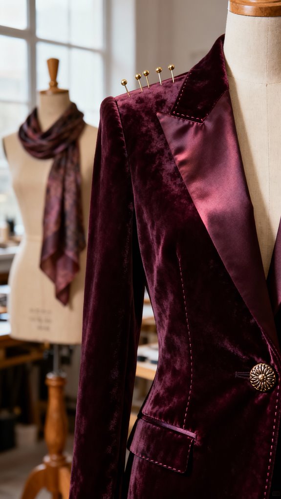 luxurious velvet blazer construction