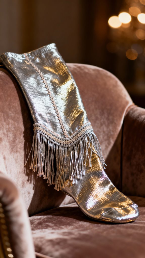 metallic stockings with fringe