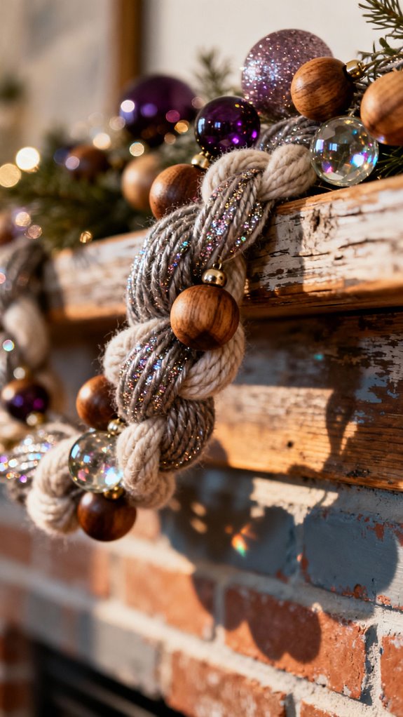 metallic yarn and beads