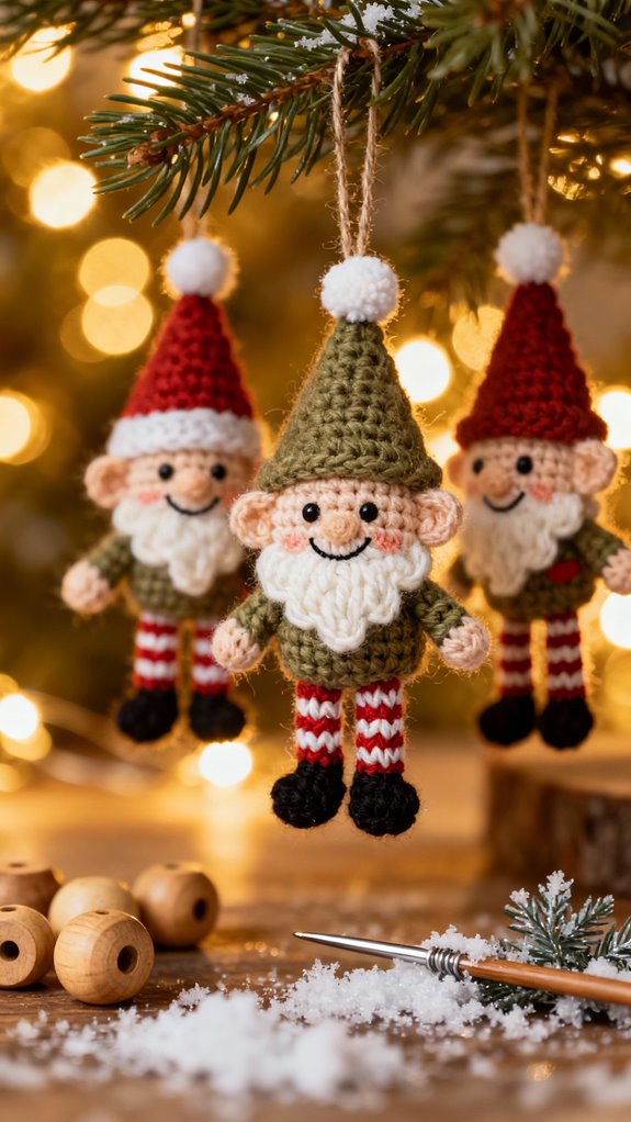mini crochet elf ornaments