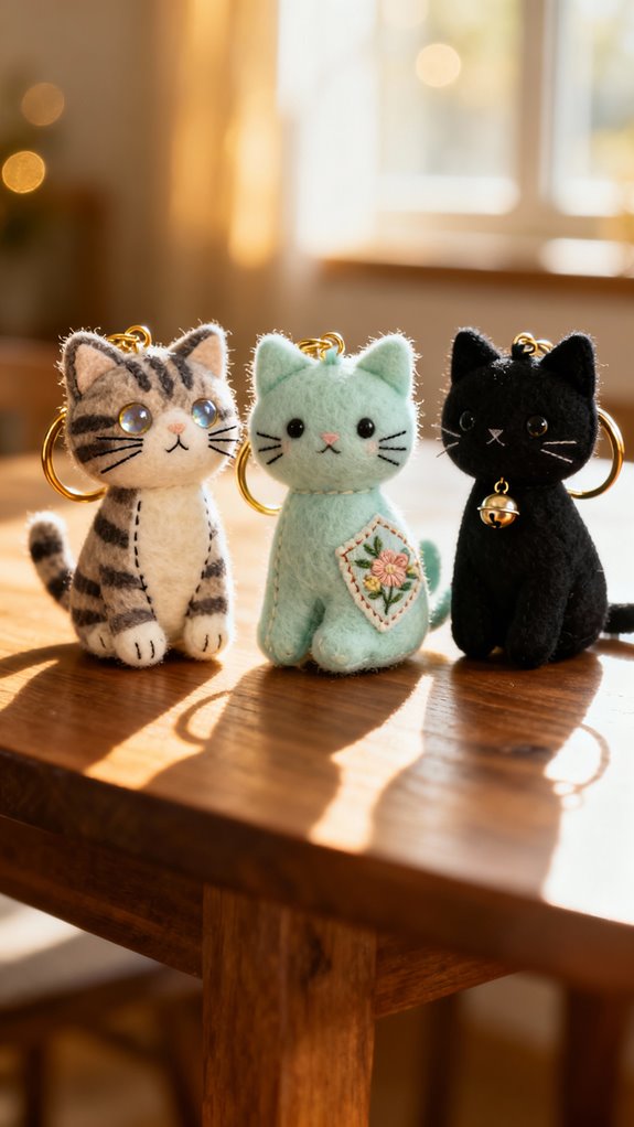 miniature cat keychain charms
