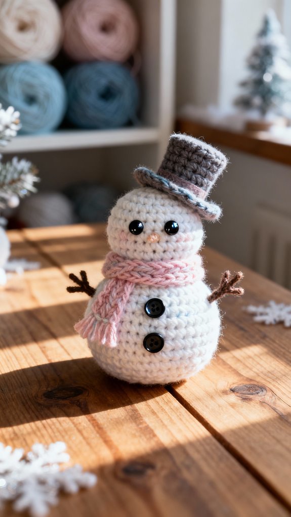 miniature crochet snowman accents