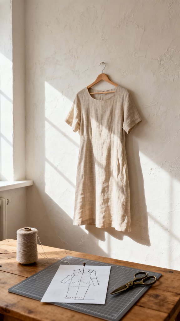 minimalist linen shift dress