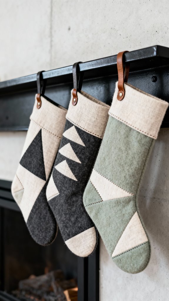 modern geometric holiday stockings
