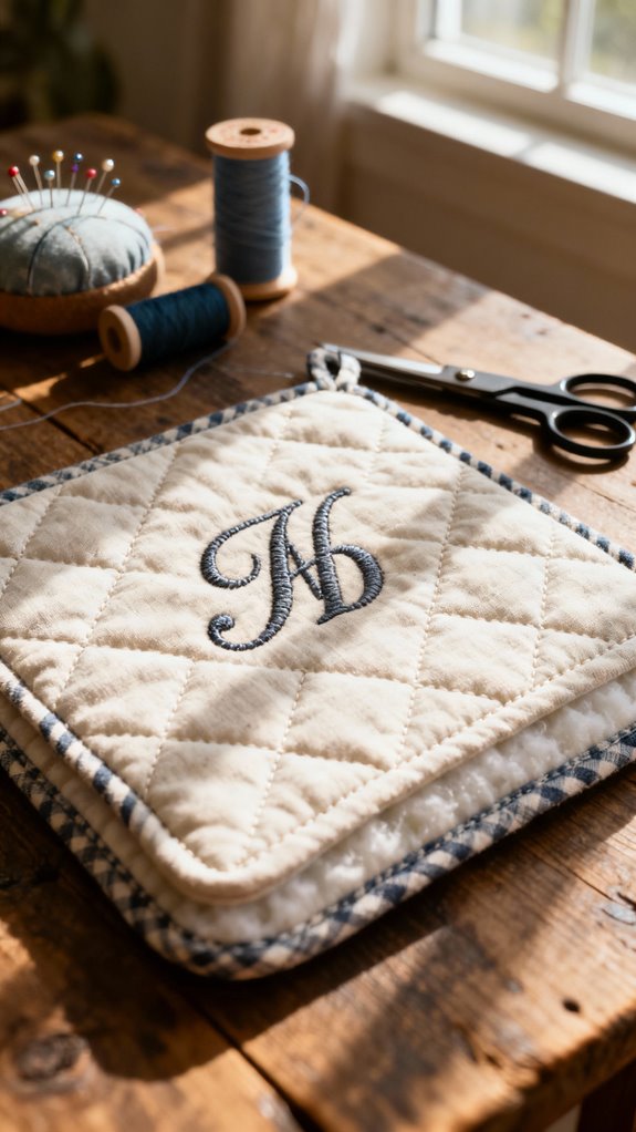 monogrammed personalized pot holders