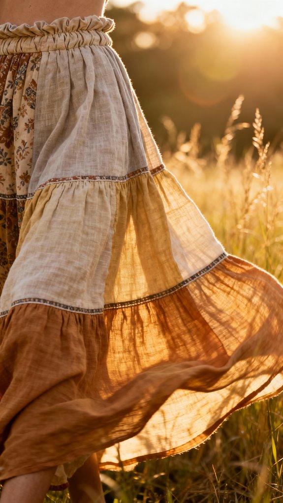 multi panel gathered waist skirt
