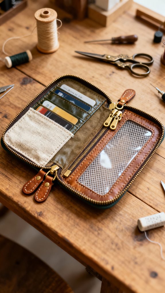 multi pocket dual zipper pouch