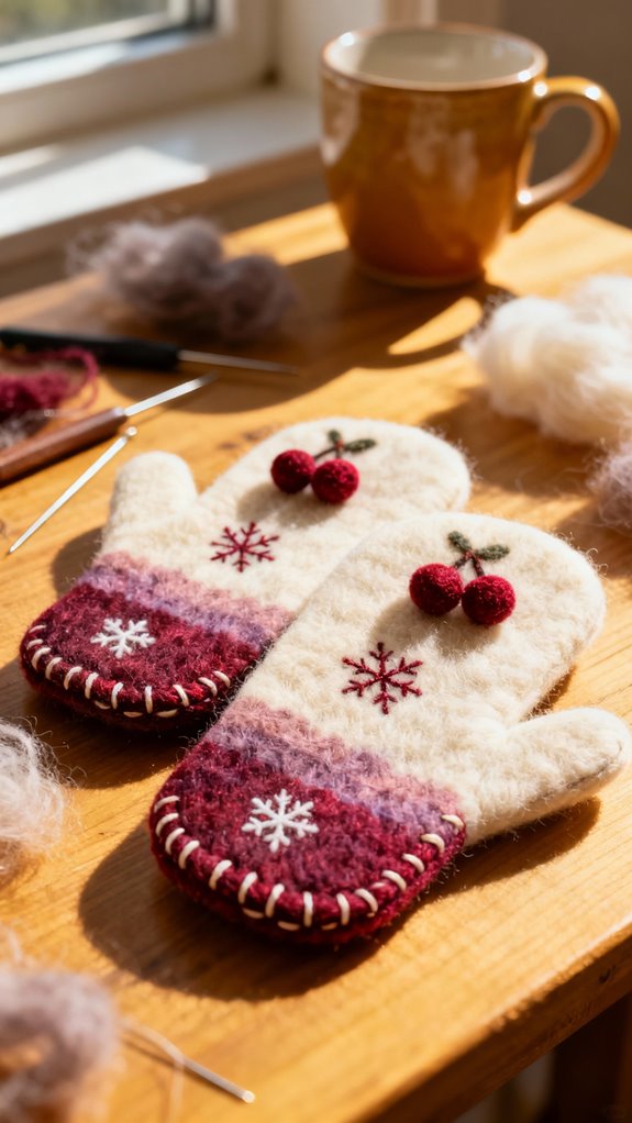 needle felted mitten designs