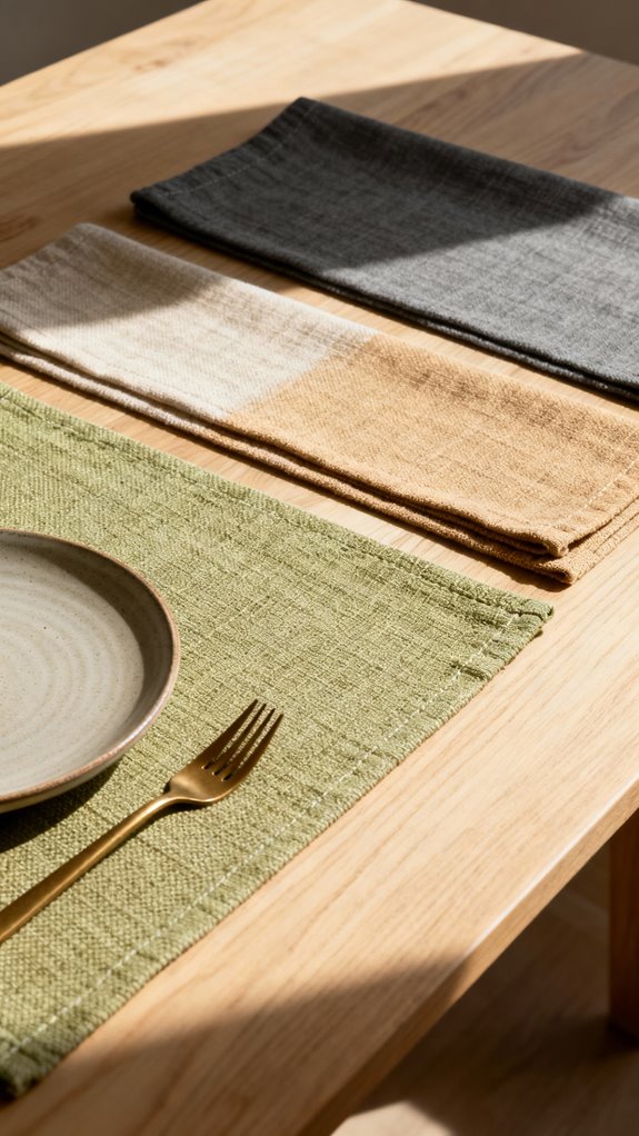 neutral toned fabric placemats