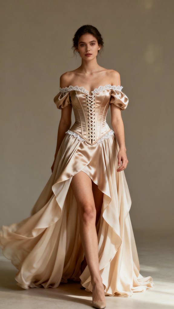 off shoulder corset dress creation