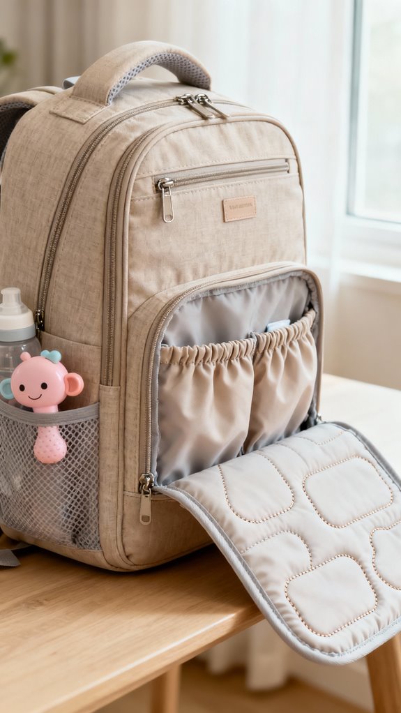 organized diaper backpack compartments