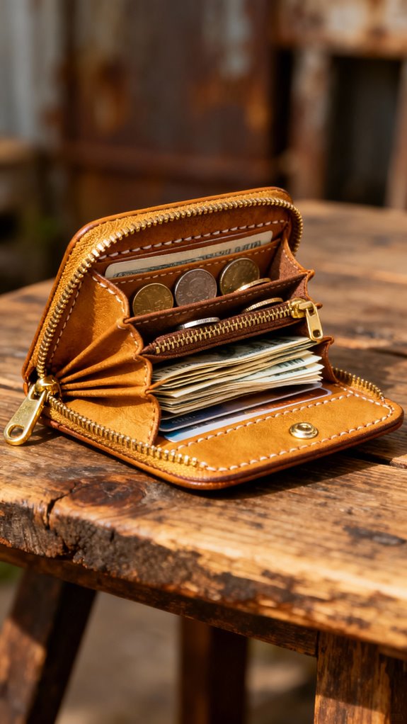 organized multi pocket coin wallet