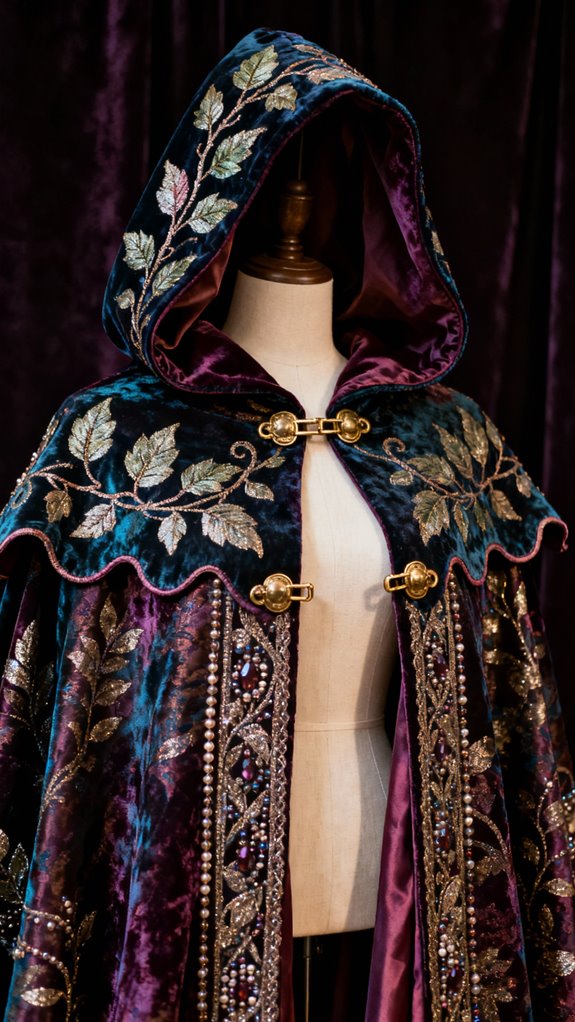 ornate brocade hooded cloak