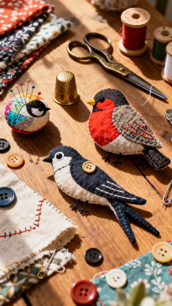 patchwork bird softies gifts