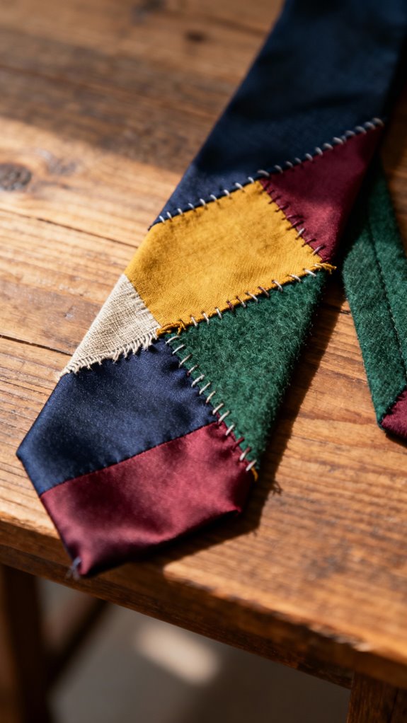 patchwork color block tie creation