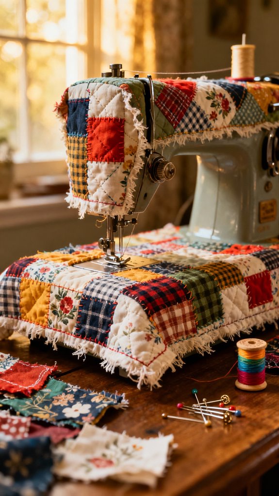 patchwork fabric cover creation