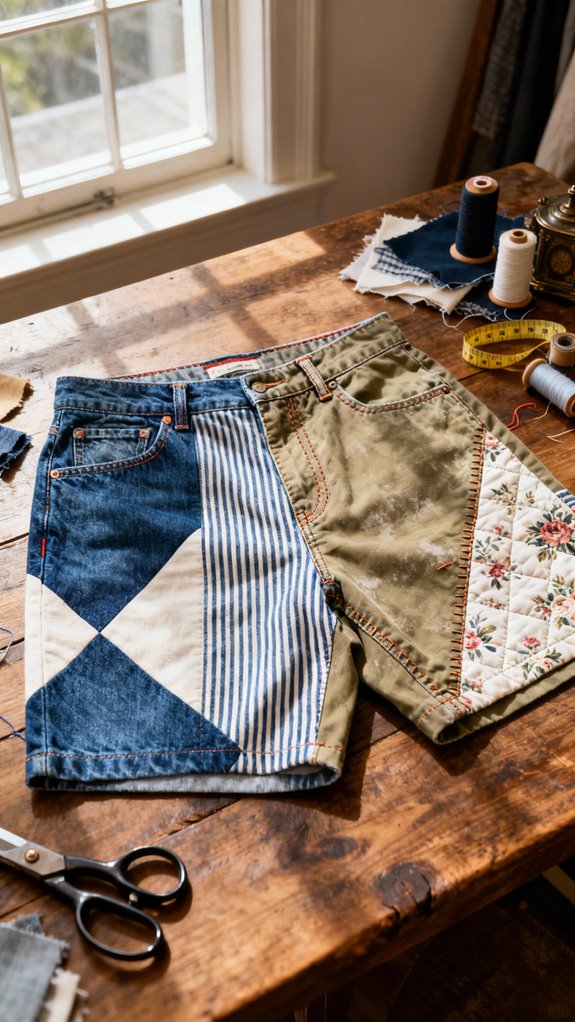 patchwork shorts from scraps