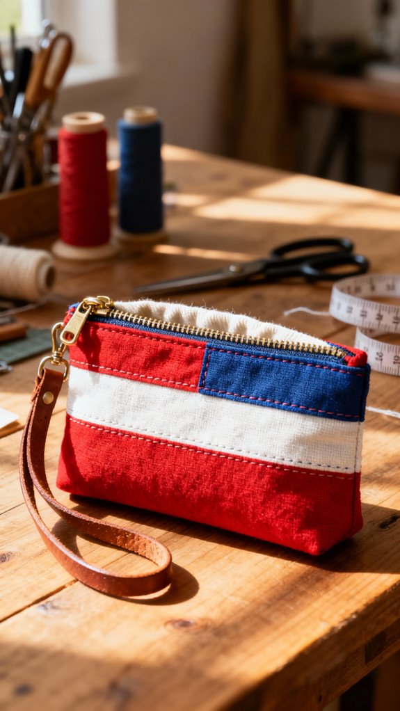 patriotic flag wristlet pouch