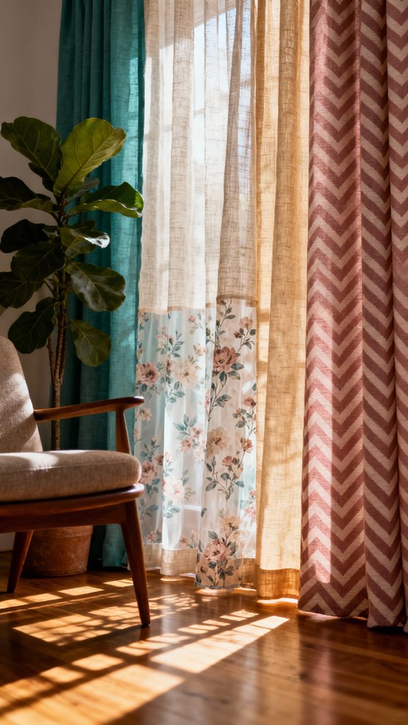 patterned tiered curtain design