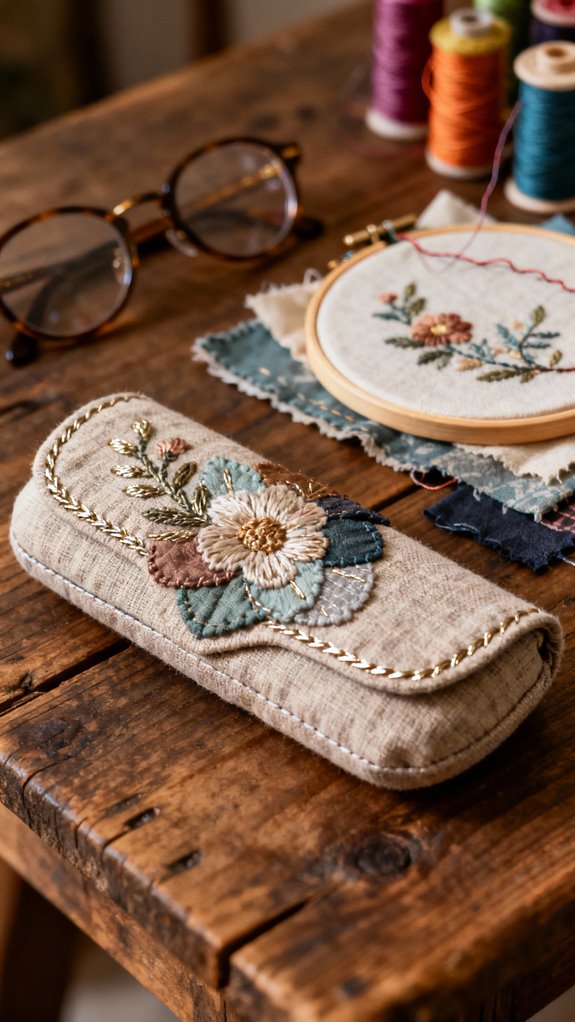 personalized embroidered glasses case