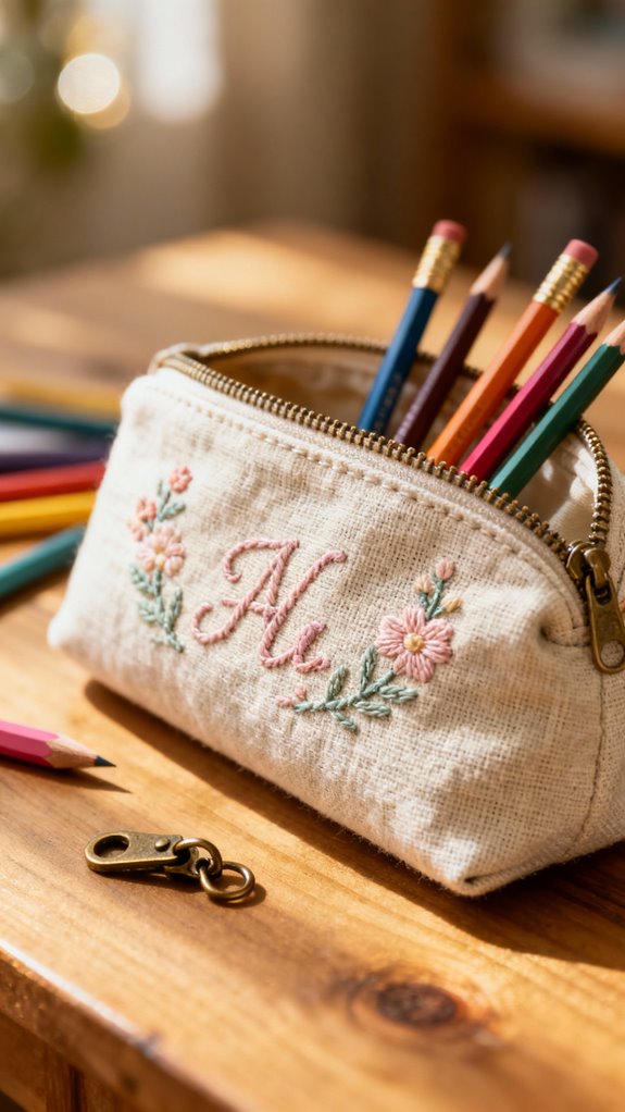 personalized embroidered pencil case