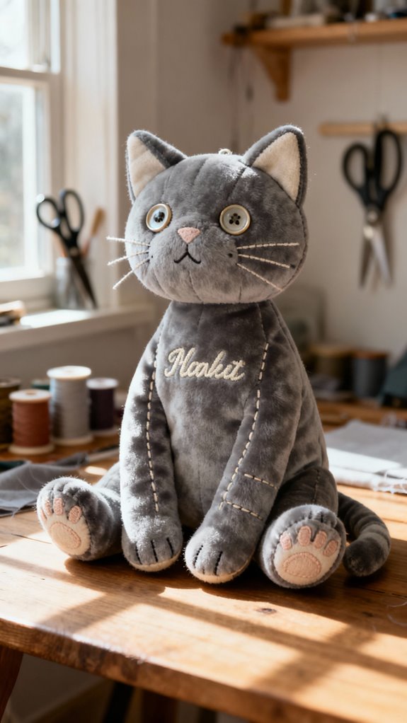 personalized embroidered sitting cat