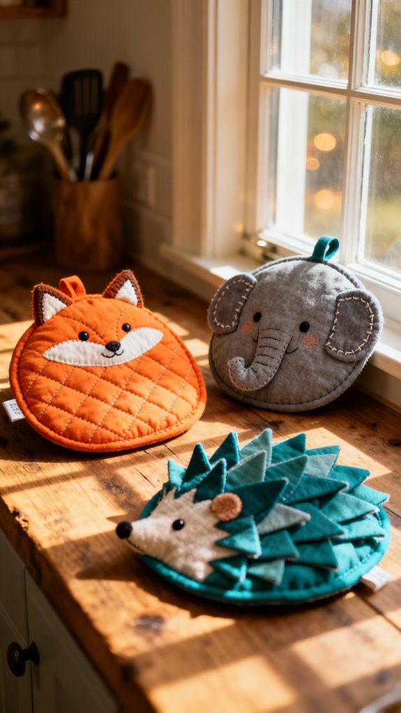 playful animal shaped hot pads