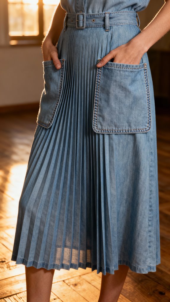pleated skirt with pockets