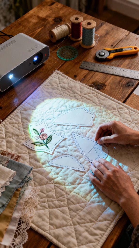 projector enhanced quilt making