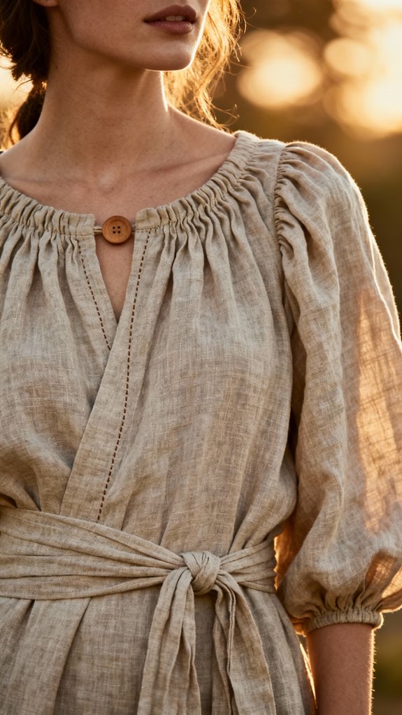 puff sleeves gathered yoke