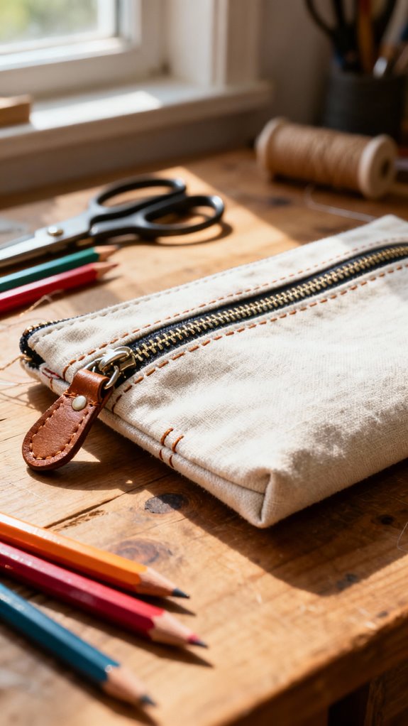 quick unlined zipper pouch