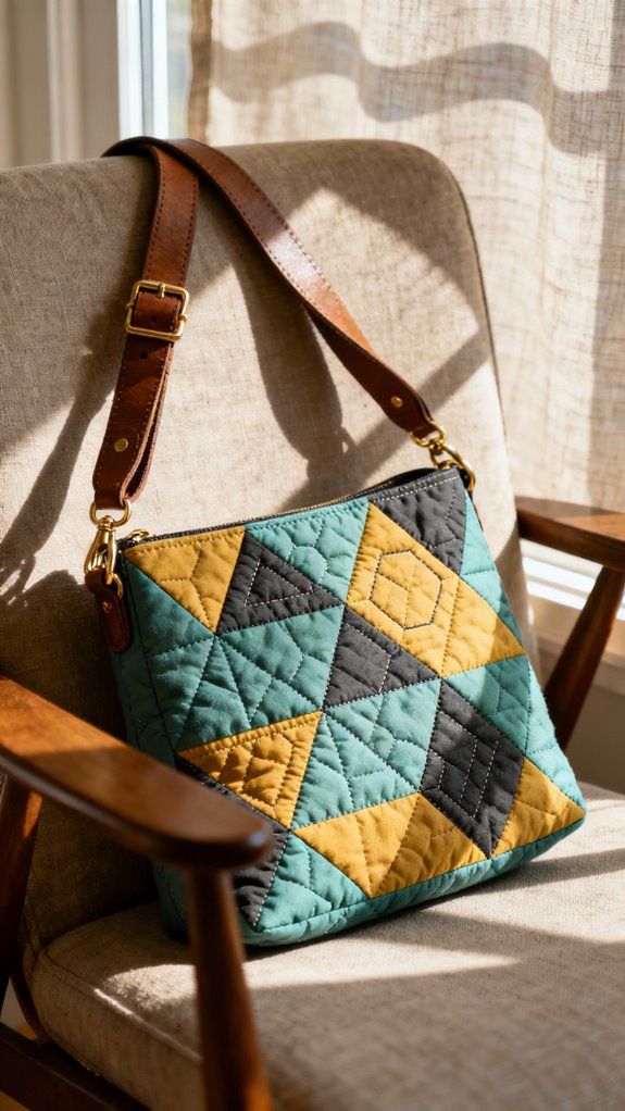 quilted geometric crossbody bag