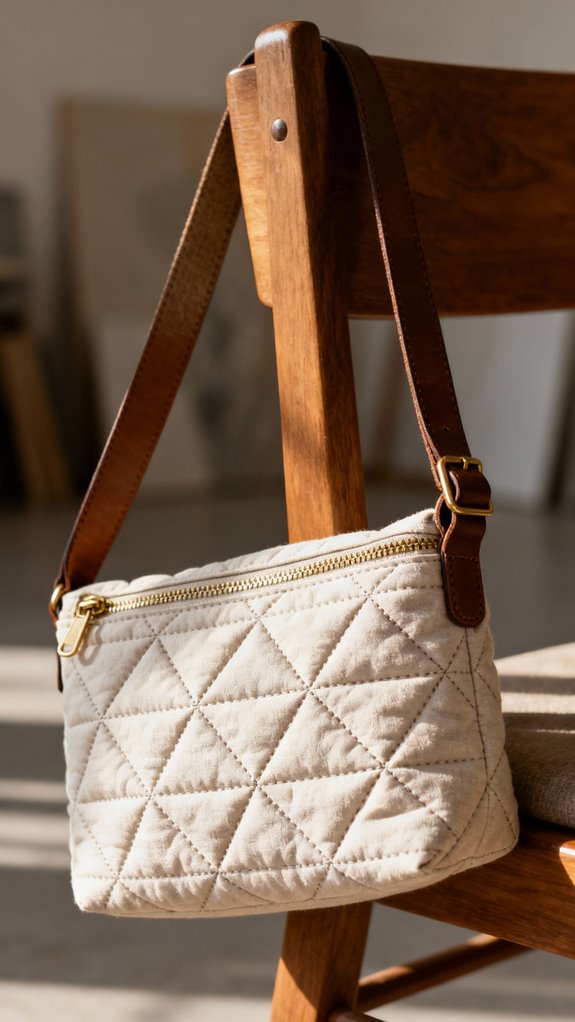 quilted geometric sling bag