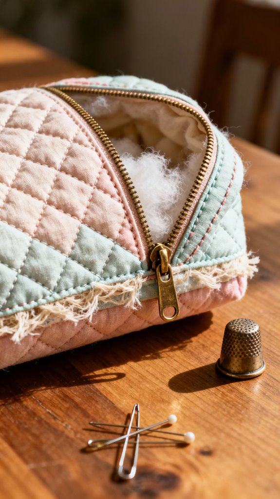 quilted makeup bag construction