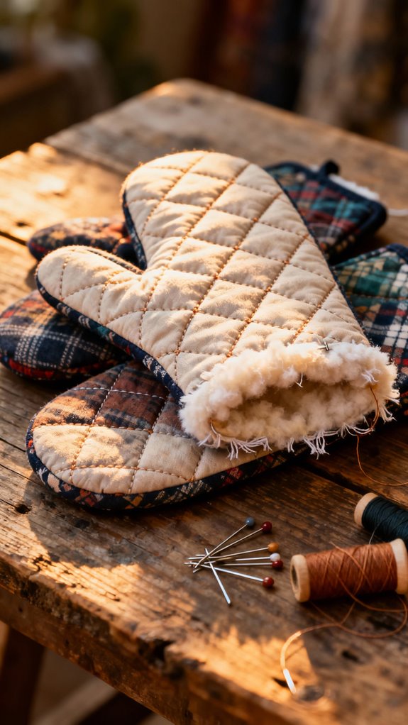 quilted mittens with batting