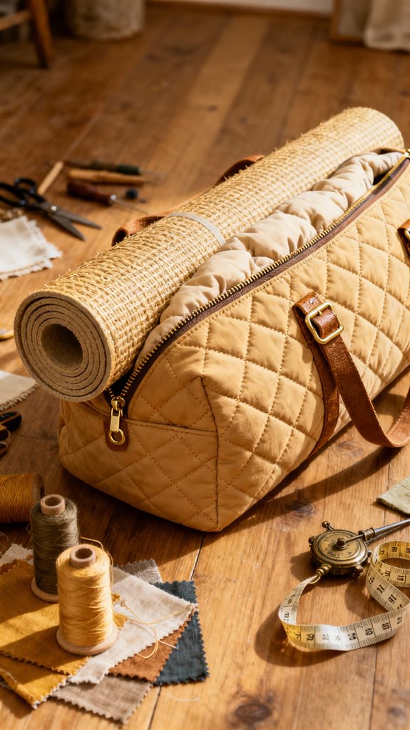 quilted yoga bag construction