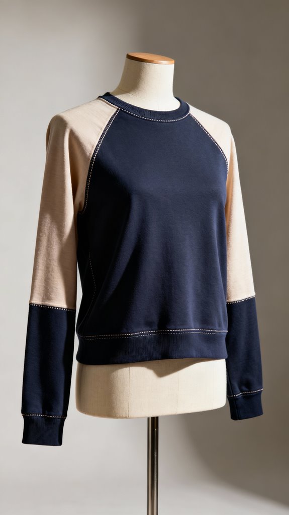 raglan sleeve color blocking techniques