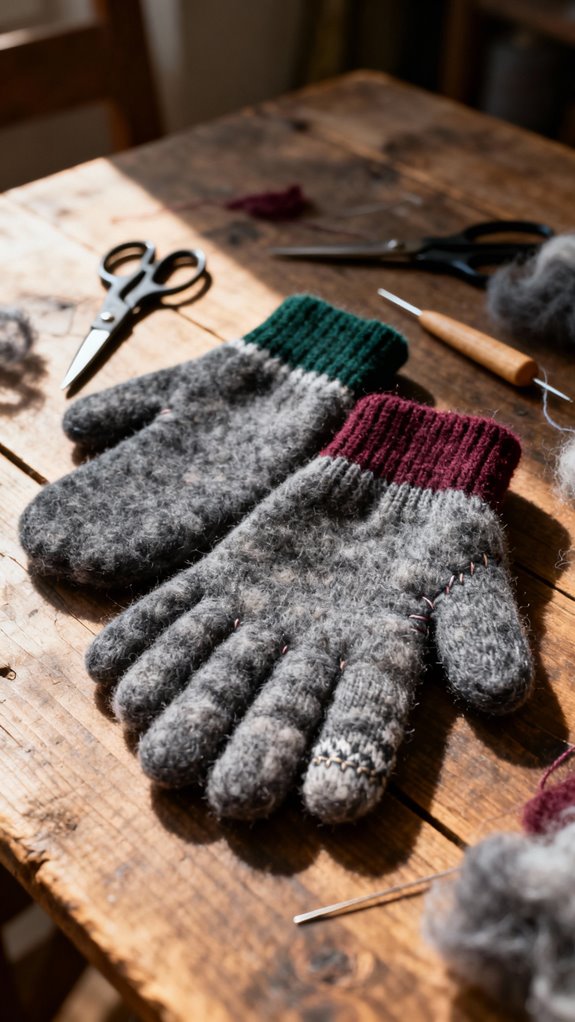 repurposed wool mitten crafting