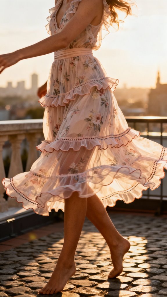 romantic ruffled midi skirts