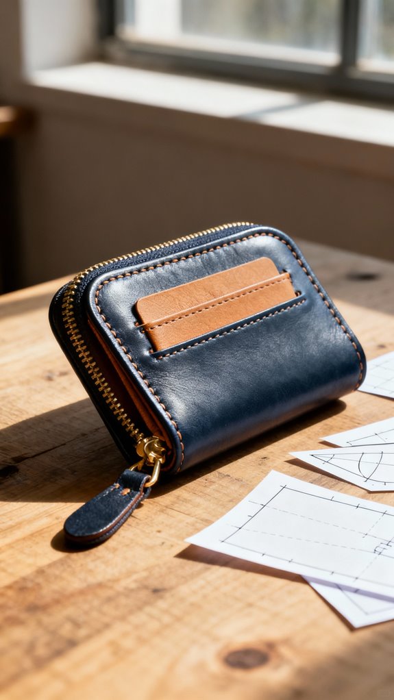 rounded corner zip wallet