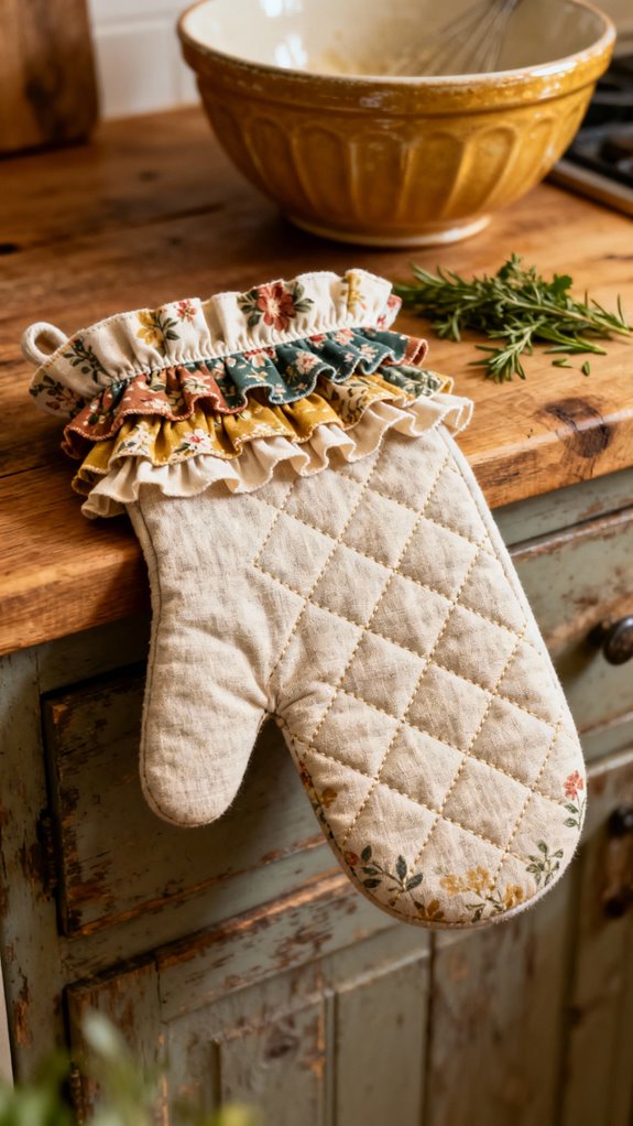 ruffled oven mitt design